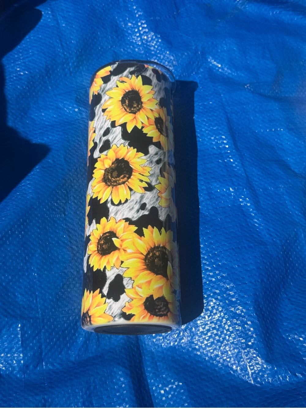 Sunflower tumbler- Yellow Sunflower Design on Black